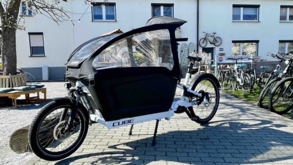 Bike Stadl Fahrradvermietung Senftenberger See Cube Cargo Dual 1000 Lastenrad Kinder Großkoschen Lausitzer Seenland Verleih